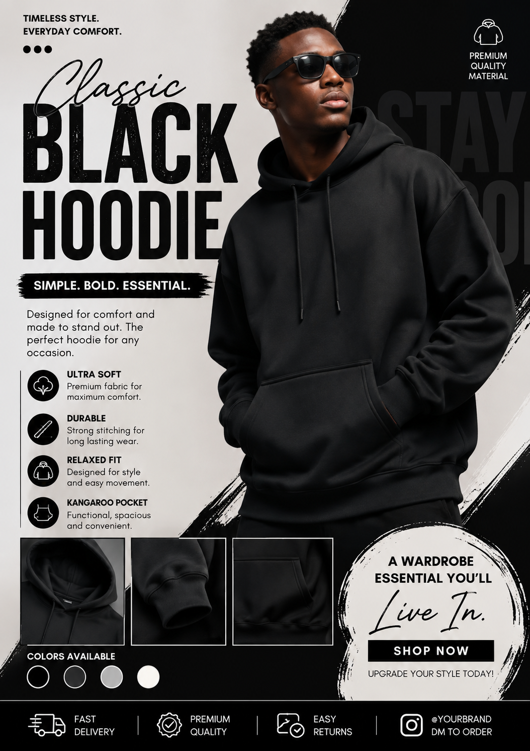 Classic Black Hoodie promotional product flyer